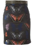 Philipp Plein Butterfly Print Pencil Skirt