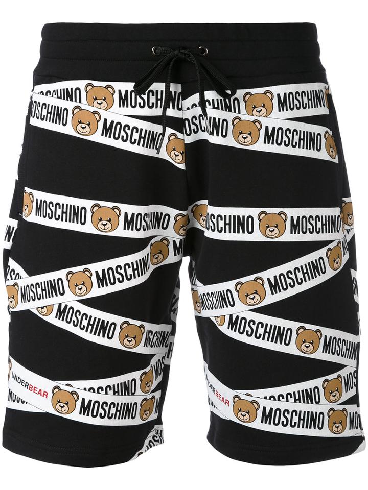 Moschino - Teddy Bear Tape Track Shorts - Women - Cotton - S, Black, Cotton