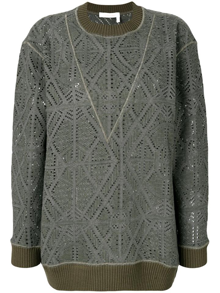 See By Chloé Pointelle Oversized Sweater - Green