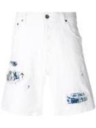 Just Cavalli Distressed Denim Shorts - White