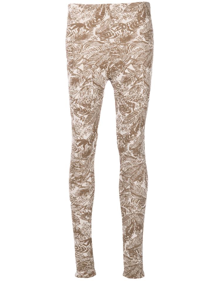 Mes Demoiselles Tropical Print Knit Leggings - Brown