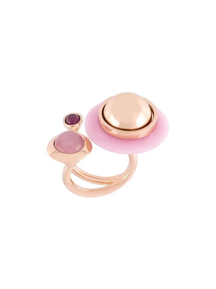 Eshvi Astro Ring, Women's, Size: 7, Pink/purple, Amethyst/rose Gold Plated Brass/resin/gemstone