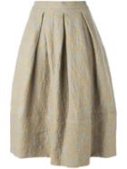 Société Anonyme Brocade Box Pleat Skirt, Women's, Size: 42, Grey, Linen/flax