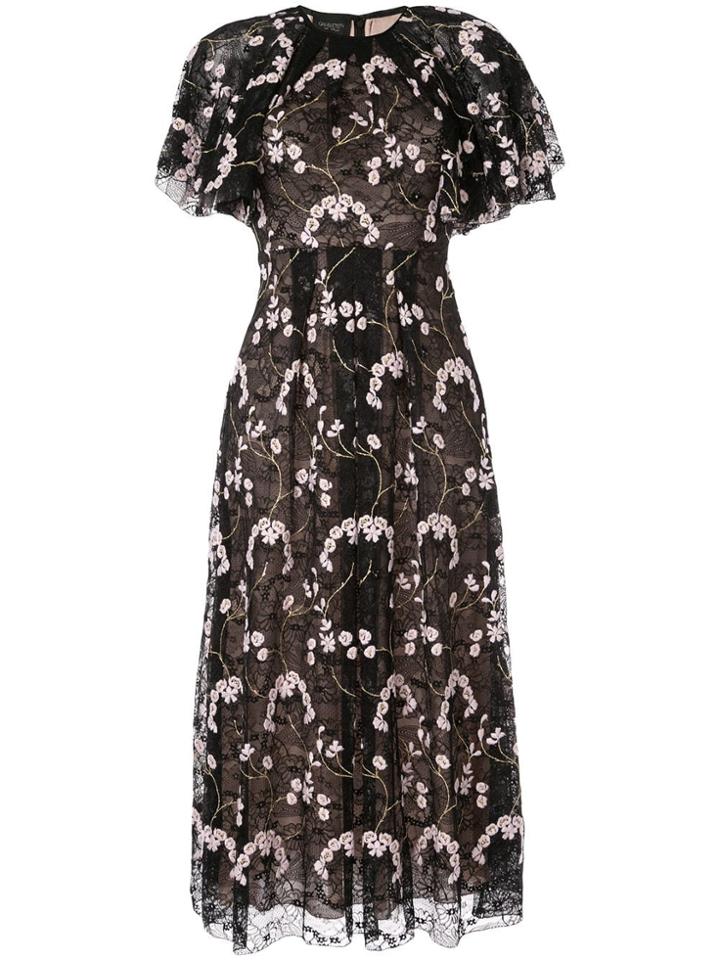 Giambattista Valli Floral Embroidered Midi Dress - Black