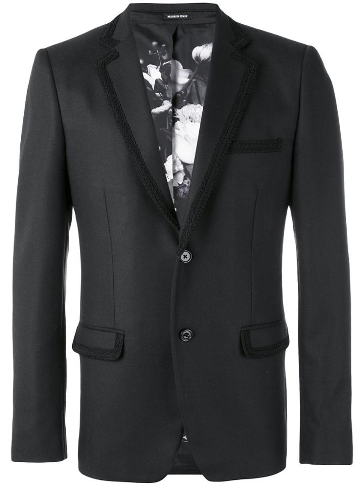 Alexander Mcqueen Embroidered Trim Blazer - Black