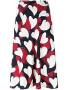 Boutique Moschino Heart Print Midi Skirt, Women's, Size: 44, Black, Polyester