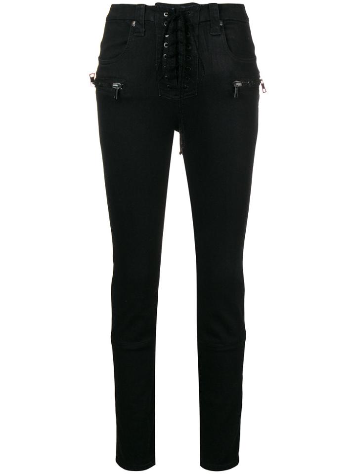 Unravel Project Lace-up High Waist Jeans - Black