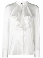 Eleventy Ruffle Bib Shirt - White