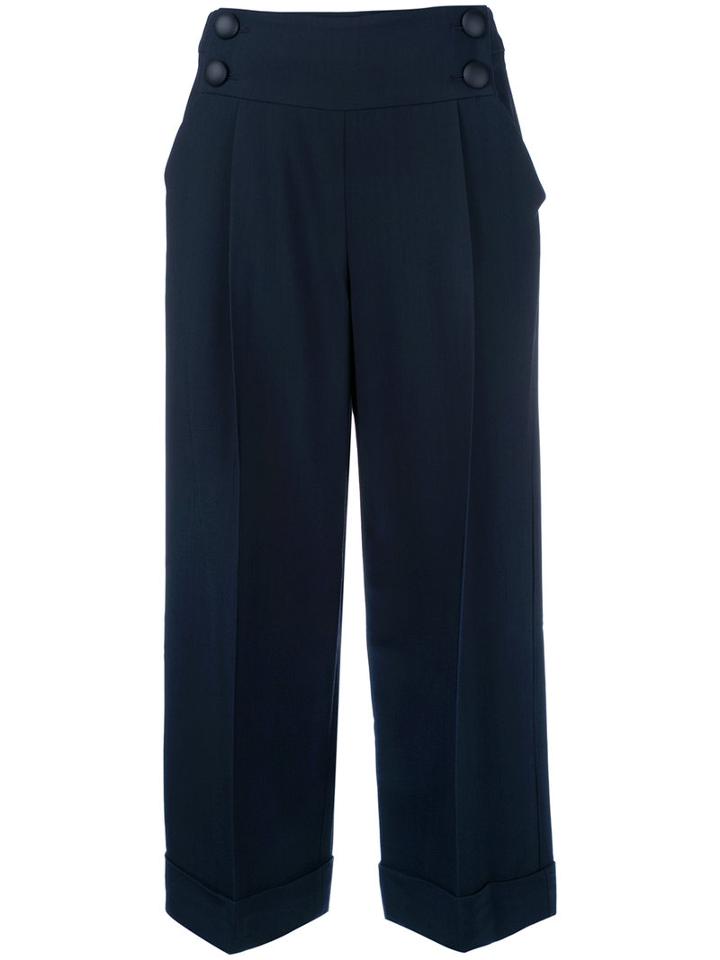 Armani Collezioni Cropped Pants, Women's, Size: 44, Blue, Spandex/elastane/viscose