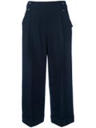 Armani Collezioni Cropped Pants, Women's, Size: 44, Blue, Spandex/elastane/viscose
