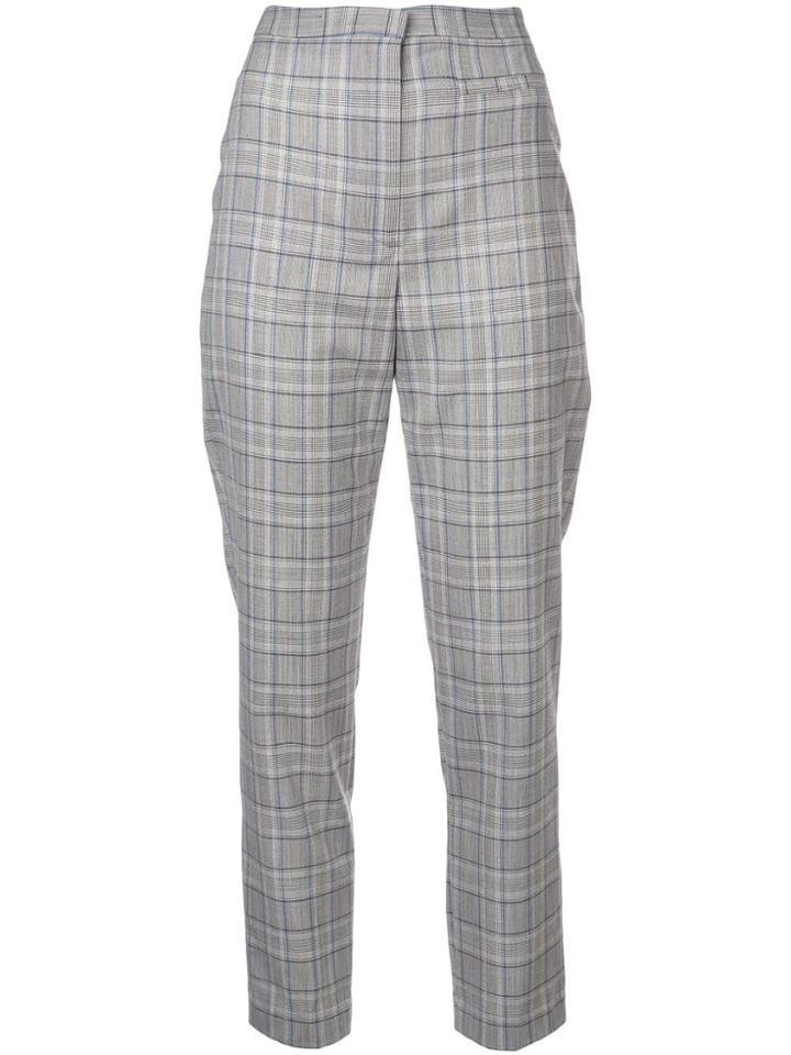 Milly Slim Checked Trousers - Grey