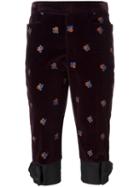 Maison Margiela Velvet Embroidered Trousers, Women's, Size: 40, Red, Silk/cotton/viscose