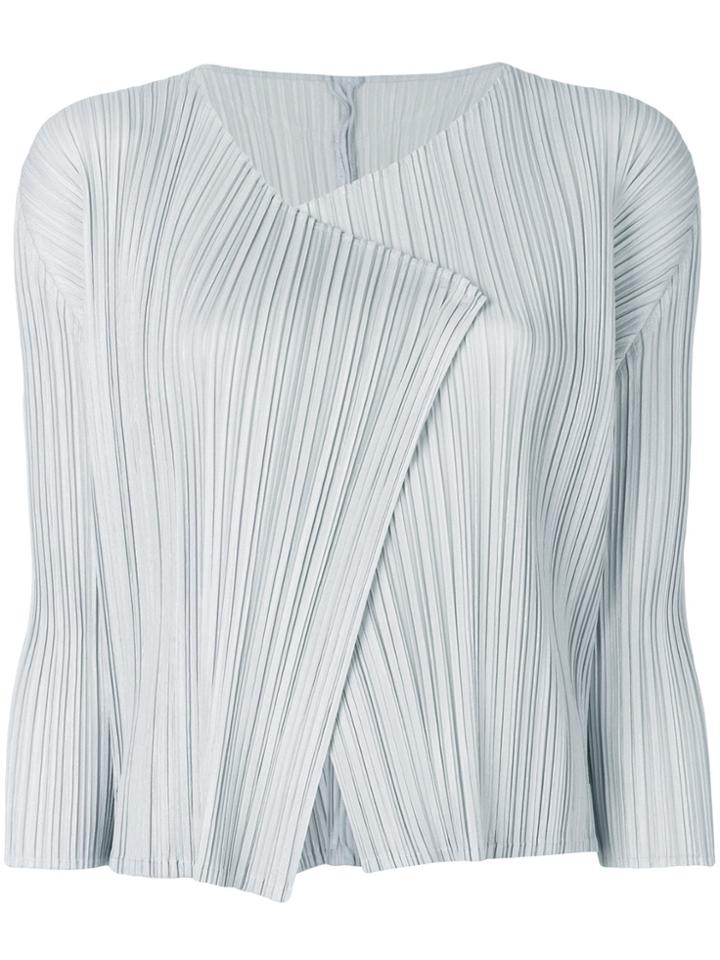 Pleats Please By Issey Miyake Pleated Front Lapels Jacket - Grey