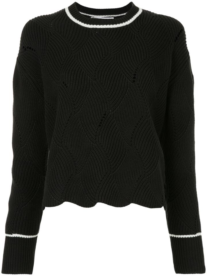 Le Ciel Bleu Contrast Trim Cable Knit Jumper - Black