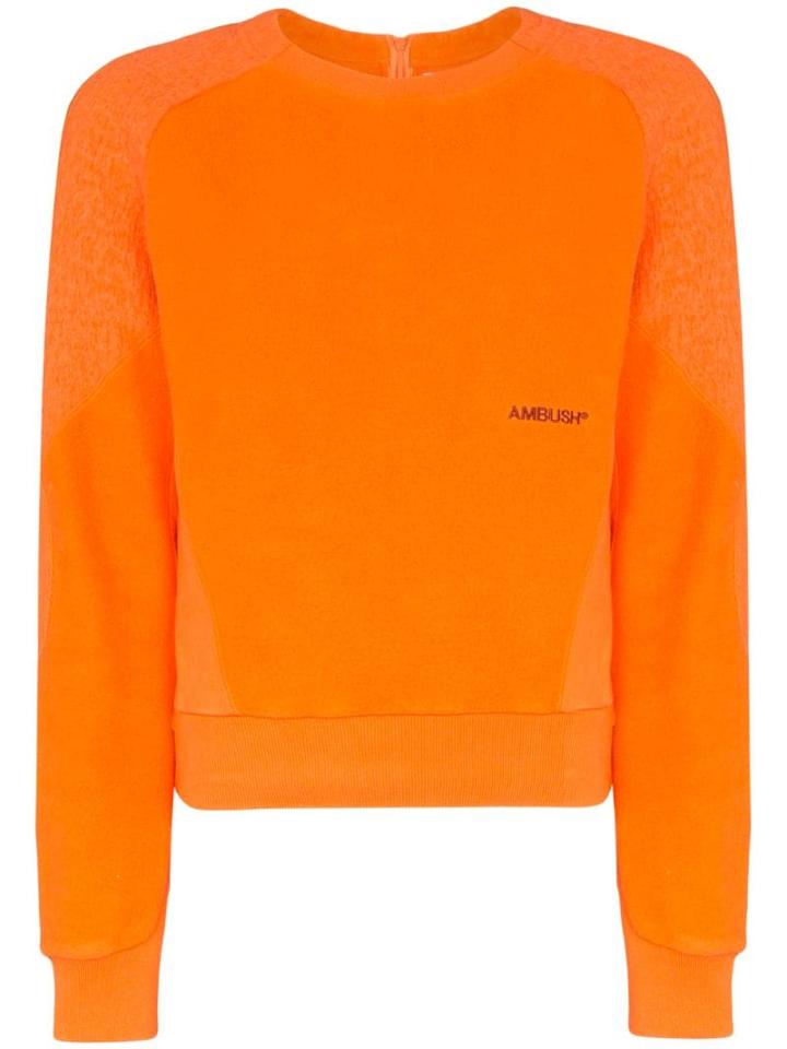 Ambush Logo-embroidered Fleece Sweatshirt - Orange
