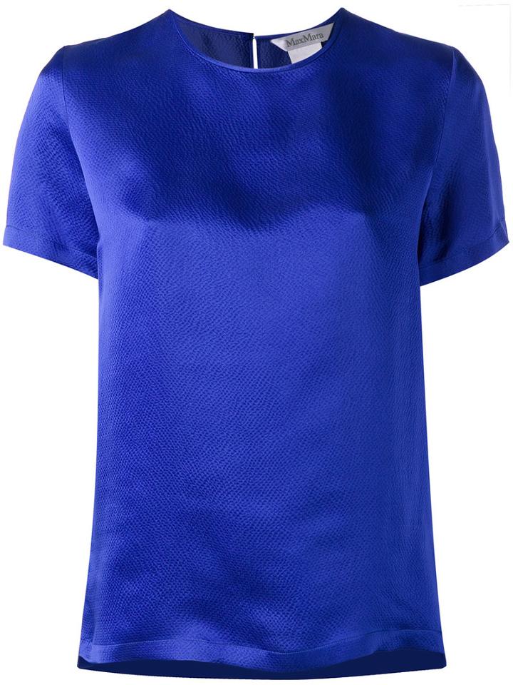 Max Mara - Crew Neck Top - Women - Silk - 46, Blue, Silk