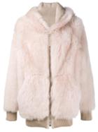 Faith Connexion Reversible Oversized Jacket, Women's, Size: Small, Pink/purple, Lamb Fur/lamb Skin/cotton/spandex/elastane