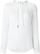 Michael Michael Kors Drawstrings Longsleeved Blouse, Women's, Size: Large, White, Silk