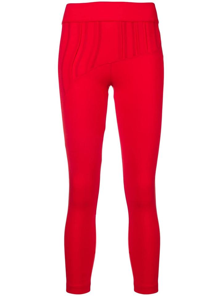 No Ka' Oi Pintuck Panel Front Leggings - Red