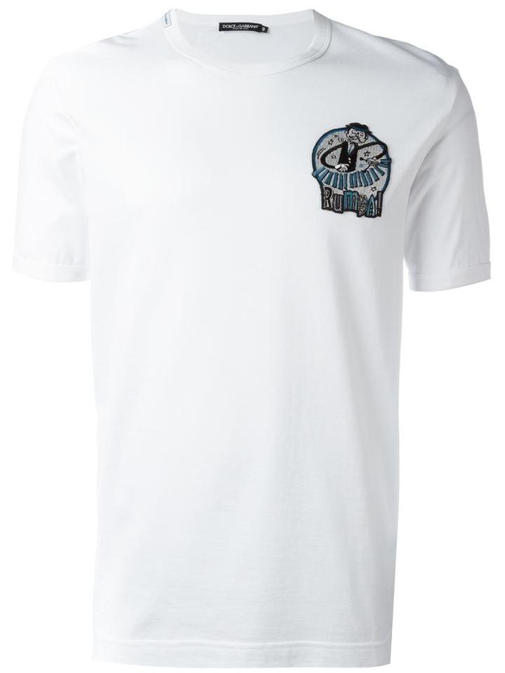 Dolce & Gabbana Rumba! Patch T-shirt, Men's, Size: 48, White, Cotton/viscose