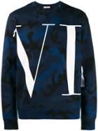 Valentino Macro Camouflage Print Sweatshirt - Blue