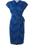 Diane Von Furstenberg V-neck Wrap Dress, Women's, Size: 4, Blue, Silk/spandex/elastane