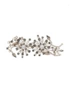 Alberta Ferretti Floral Rhinestone Brooch - Metallic