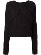 Barbara I Gongini Chunky Cable Knit Sweater, Women's, Size: 34, Black, Acrylic/nylon/wool/alpaca