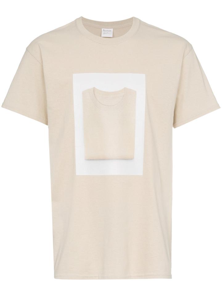 Just A T-shirt White And Nude Ryan Gander Print Cotton T Shirt - Nude