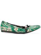 Cotélac Floral Print Ballerinas - Green