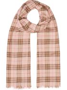 Burberry Metallic Check Wool Silk Blend Scarf - Pink