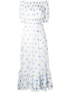 Alexander Mcqueen - Off-the-shoulder Floral Long Dress - Women - Cotton - 42, Blue, Cotton