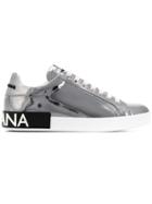 Dolce & Gabbana Branded Lace-up Sneakers - Silver