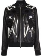 Diesel Black Gold Leather Bomber Jacket, Women's, Size: 44, Calf Leather/rayon