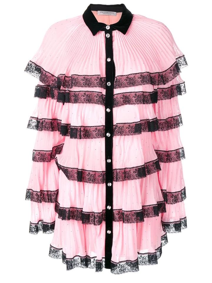 Philosophy Di Lorenzo Serafini Short Frilled Dress - Pink & Purple