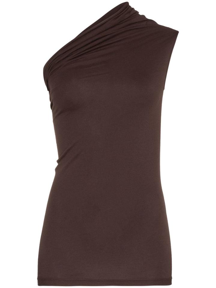 Rick Owens Rick Asym Cn 1 Shldr Vst Top Gthrd - Brown