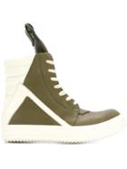 Rick Owens Geobasket Hi-top Sneakers, Women's, Size: 39, Green, Calf Leather/leather/rubber