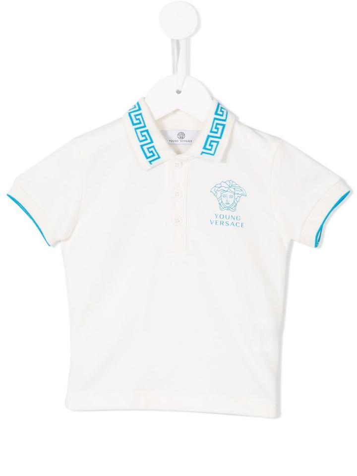 Young Versace - Greca Polo Collar Shirt - Kids - Cotton - 12 Mth, White