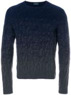 Zanone Degrade Colour Cable Knit Sweater - Blue
