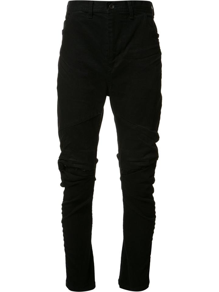 Julius Distressed Panelled Trousers - Black
