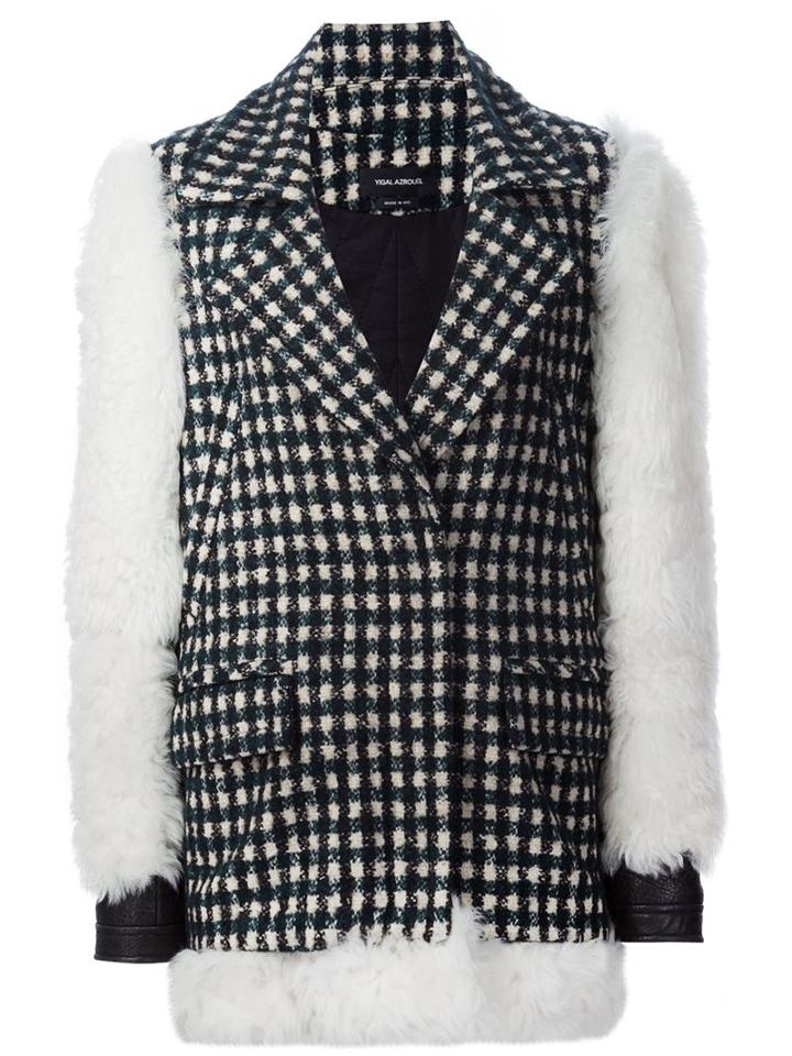 Yigal Azrouel Contrast Sleeve Checked Coat