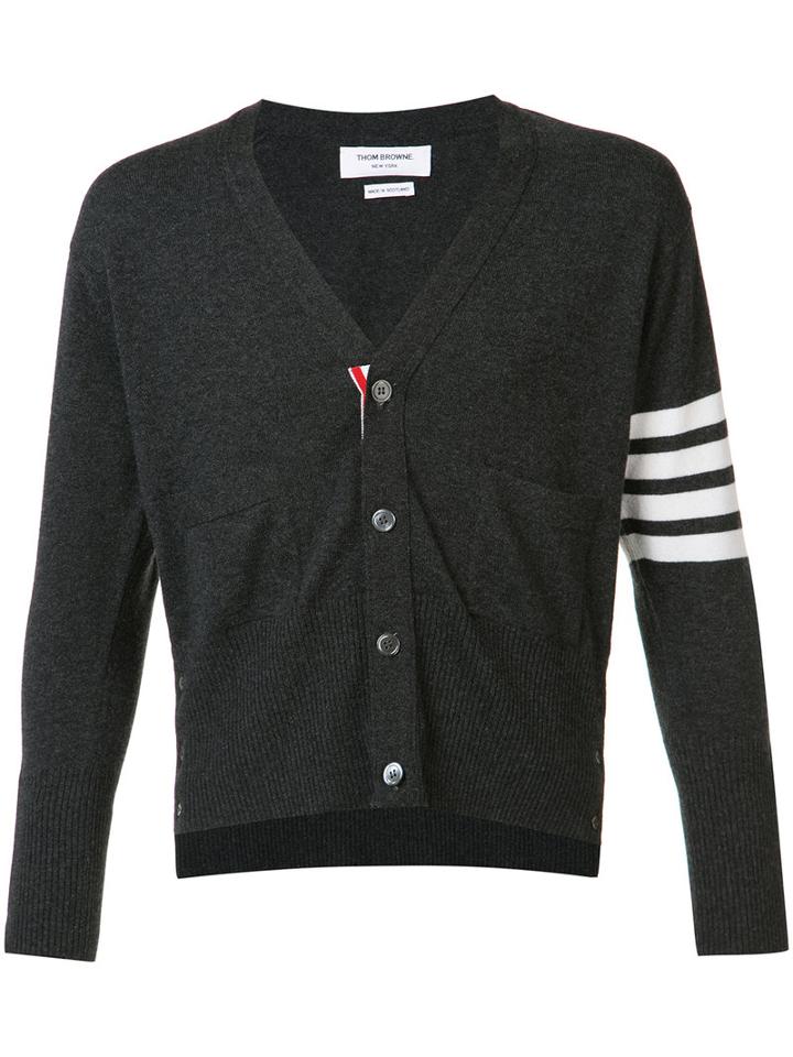Thom Browne Buttoned Detail Cardigan, Men's, Size: 4, Grey, Cashmere