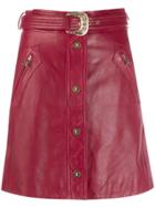 Just Cavalli Leather Mini Skirt - Red
