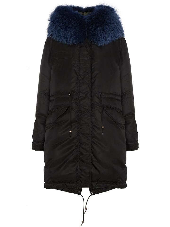 Mr & Mrs Italy Trimmed Hood Parka - Black