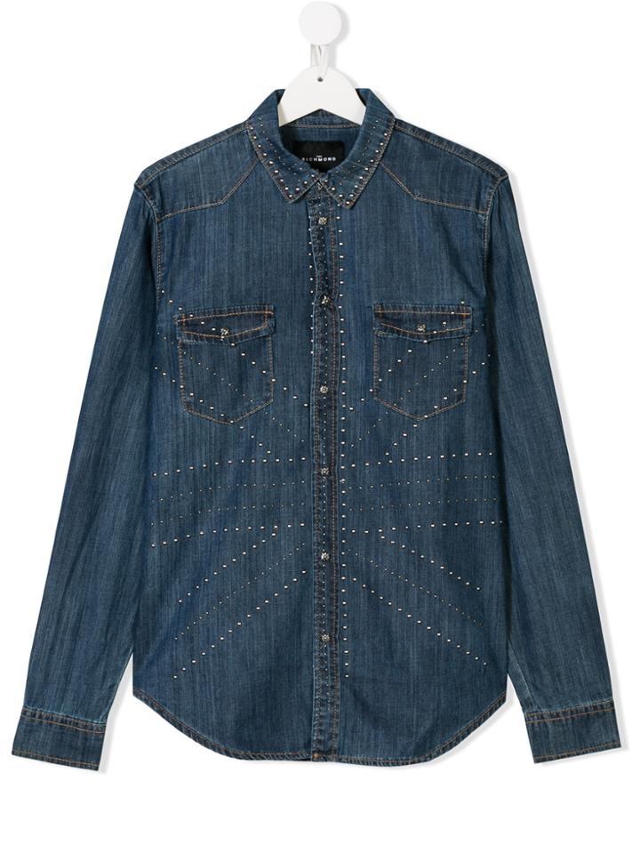 John Richmond Kids Teen Studded Denim Shirt - Blue