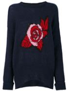 Markus Lupfer - Erin Oversized Rose Sweater - Women - Polyamide/mohair/wool - S, Blue, Polyamide/mohair/wool
