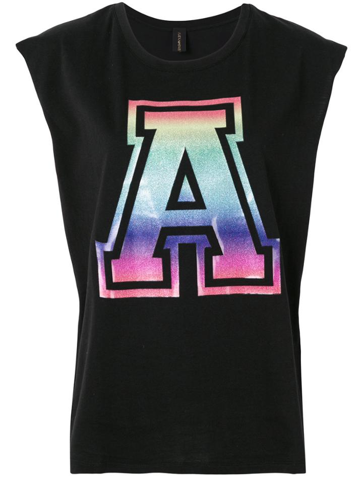 Alexandre Vauthier Holographic A Print Tank Top - Black