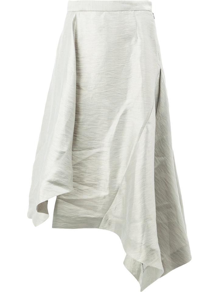Moohong Asymmetric Draped Skirt - White