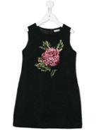 Dolce & Gabbana Kids Sequin Rose Knitted Jacquard Dress, Girl's, Size: 8 Yrs, Black
