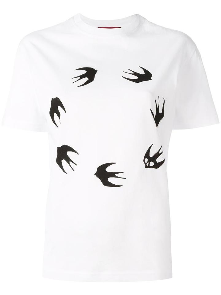 Mcq Alexander Mcqueen Swallow Print T-shirt, Women's, Size: Small, White, Cotton